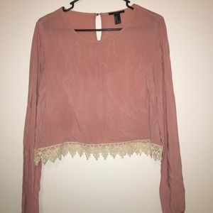 Blush lace crop top